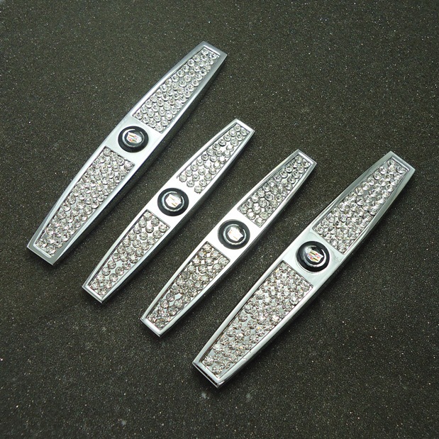 凯迪拉克带钻门边防撞条 改装个性装饰汽车钳钻金属门边胶防擦条