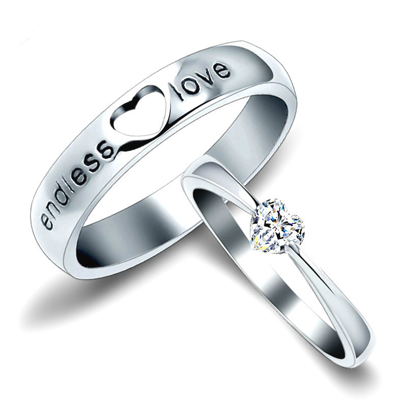 正品心形s925纯银对戒 情侣 永无止境的爱结婚戒指女韩版戒子