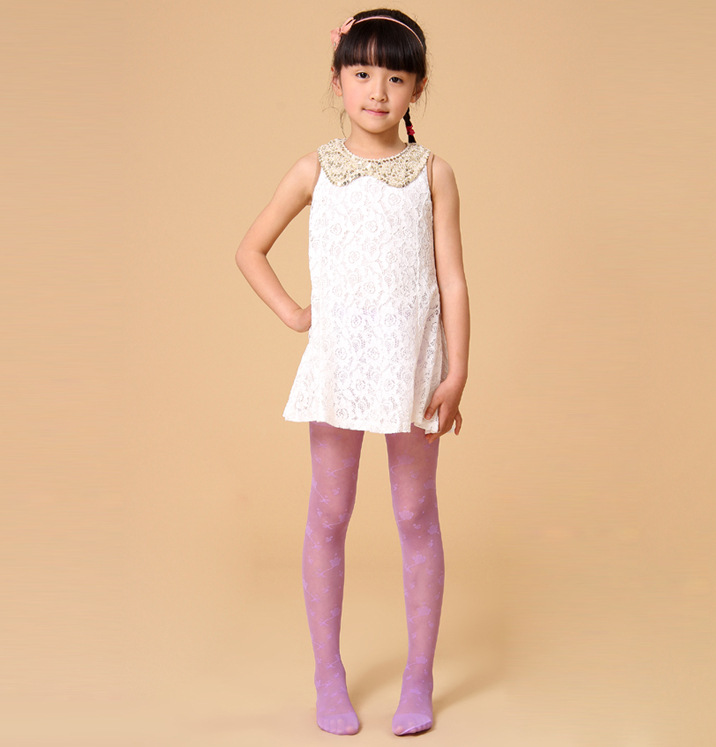 儿童连裤袜夏季超薄提花包芯丝打底裤袜女童袜子糖果色丝袜连袜子