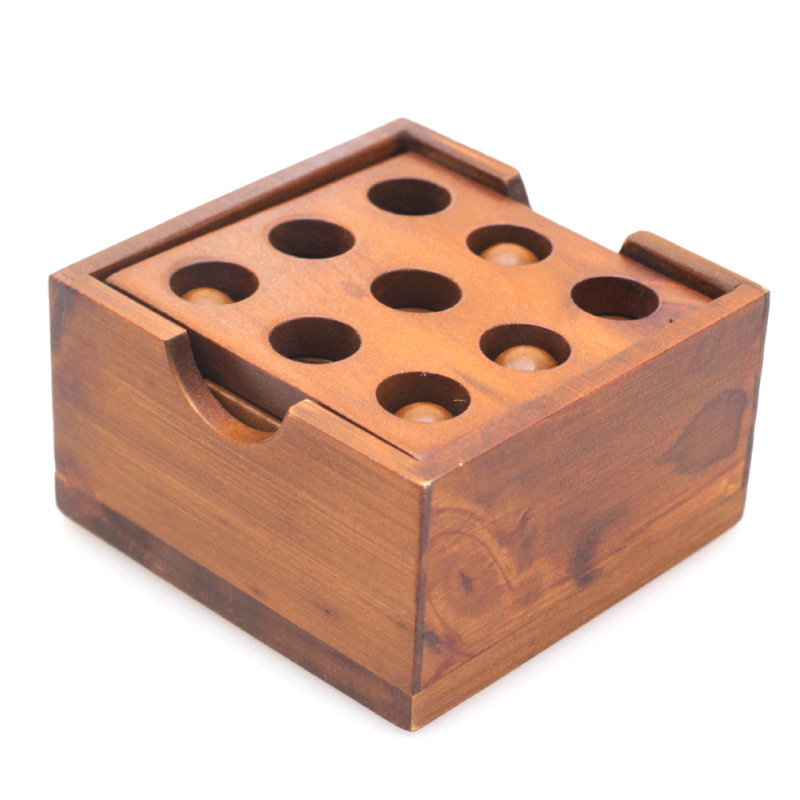 叮当木新款 儿童益智九孔珍珑盒木制玩具厂家批发