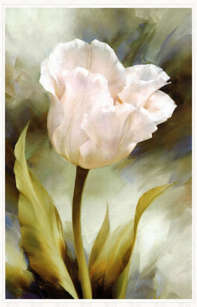 简约现代欧式壁画电视背景墙纸客厅沙发卧室玄关壁纸油画郁金香