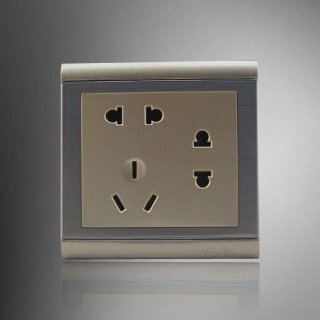 摩根电器 s6金属面板 七孔电源插座 厨房电源插座书房电源插座