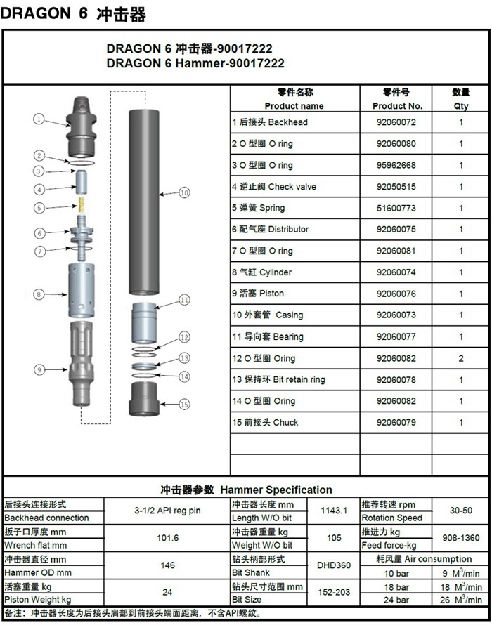 冲击器,潜孔冲击器,潜孔钻具冲击器,三山dragon系列冲击器