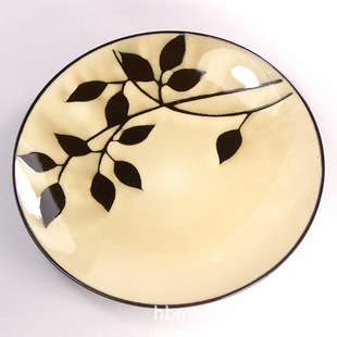 外贸 特色陶瓷盘子 21cm圆形平盘 水果盘 个性西餐盘 简约艺术盘