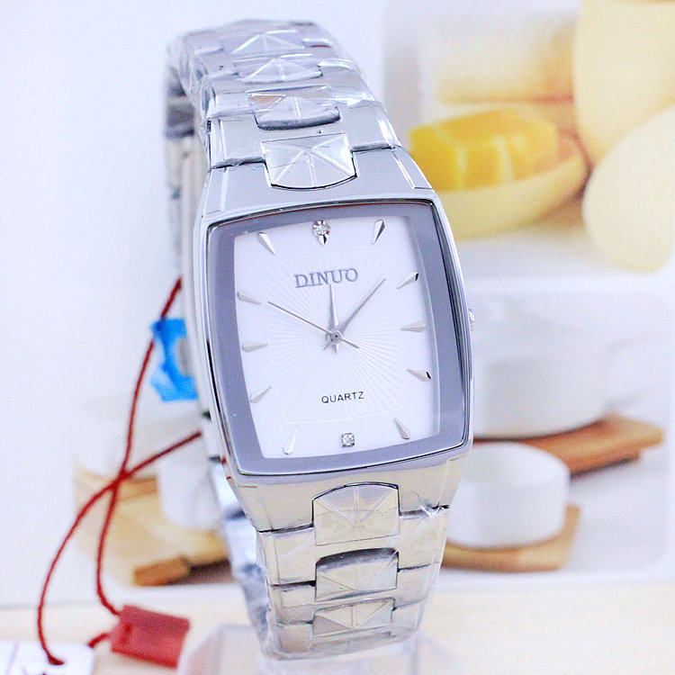 谛诺指针式石英男士钢带手表 防水表 男女表批发厂家直销