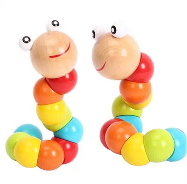 浙江金华五彩色百变扭扭虫 毛毛虫儿童益智木制玩具锻炼手指灵活动物