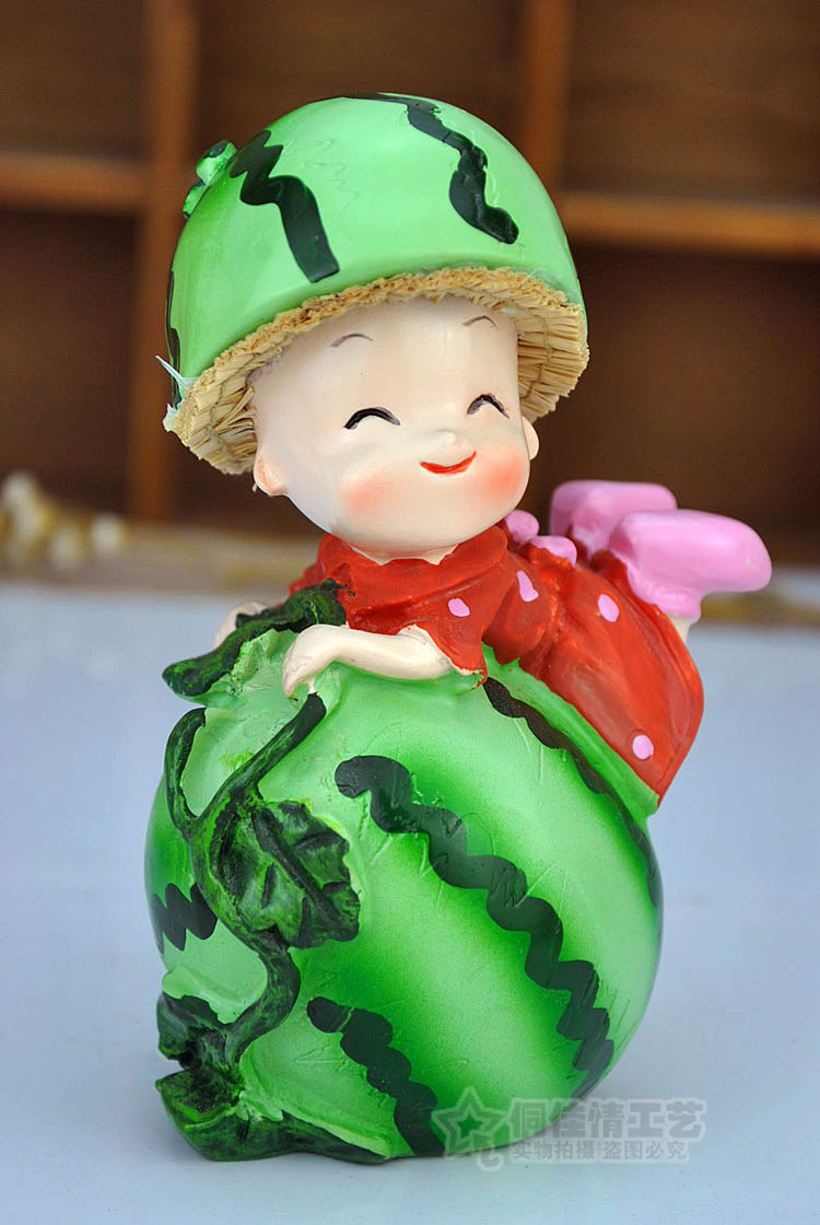 圆西瓜娃娃情侣摆件 家居摆件 树脂工艺品批发 创意礼品 厂家直销