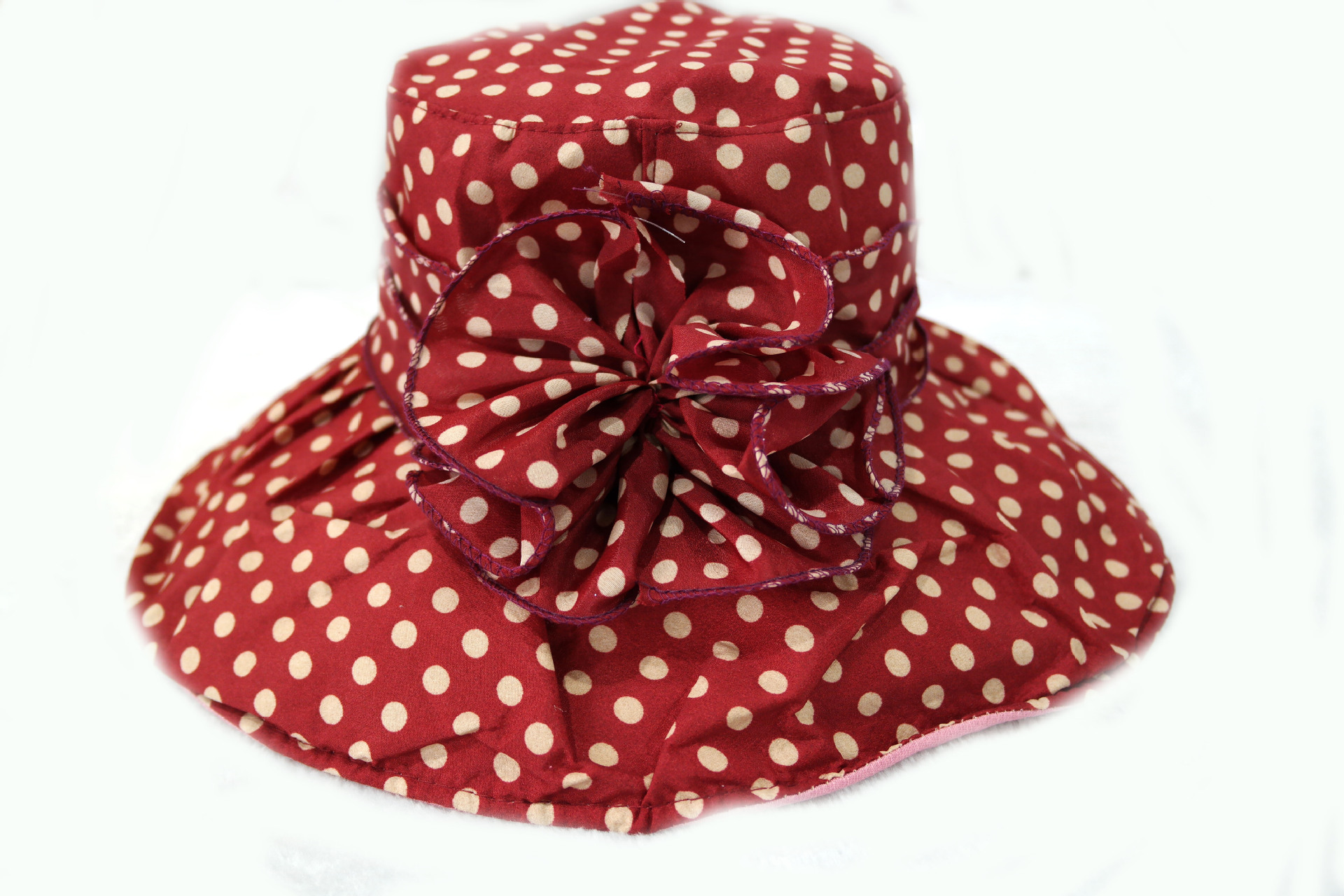 韩版新款圆点大花布帽夏季遮阳防晒清凉女士大沿帽子批发