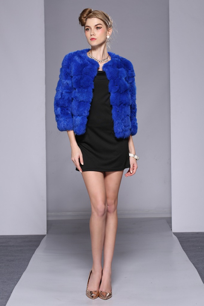 欧洲站2014秋冬新款欧美大牌真獭兔毛皮草外套毛毛小外套爆款女装