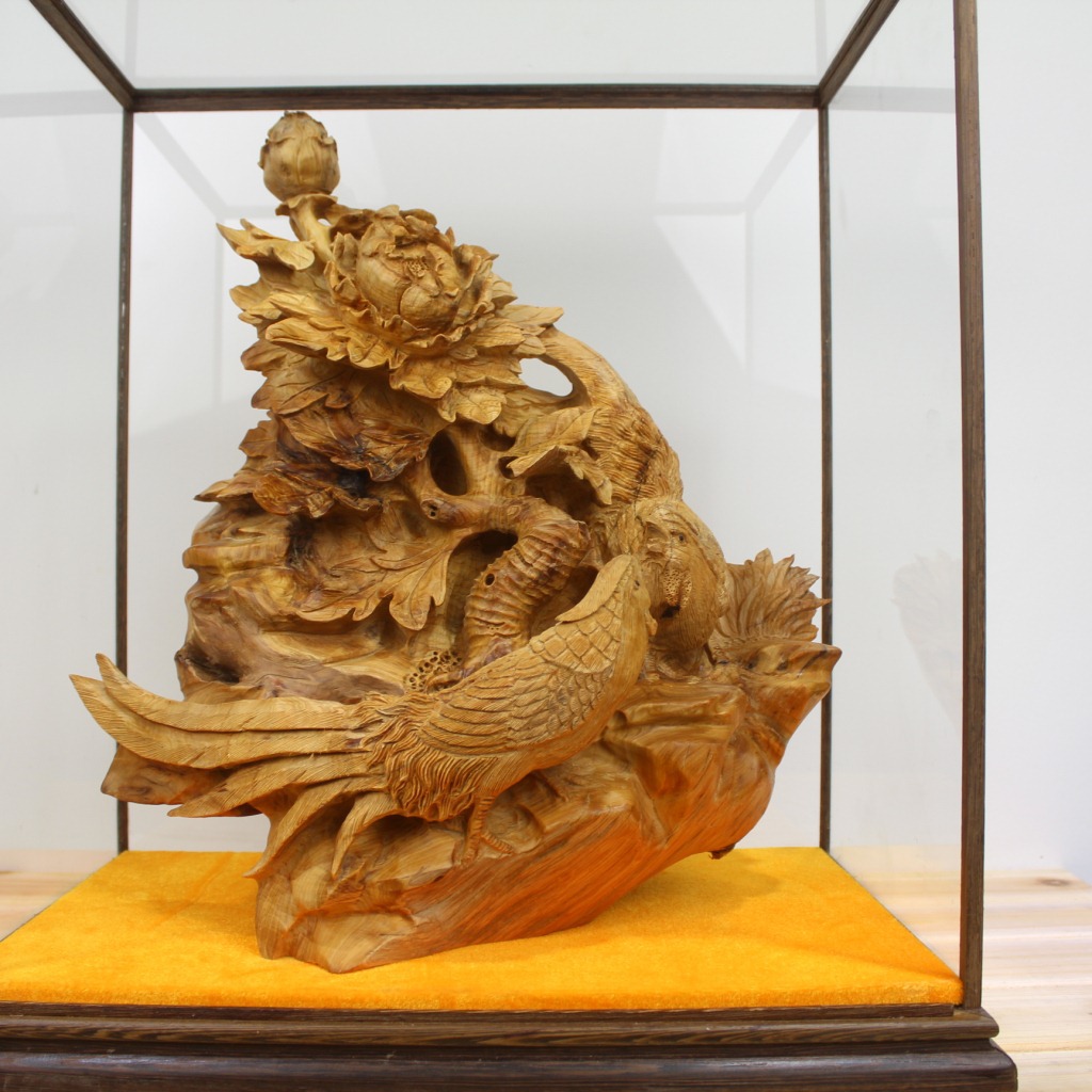 木雕工艺品 根雕礼品 崖柏木锦上添花雕刻摆件 书房别墅精品摆设