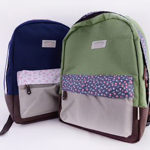 蓝果languo 清新生活-双肩包 2014新款学生书包 布艺多功能包
