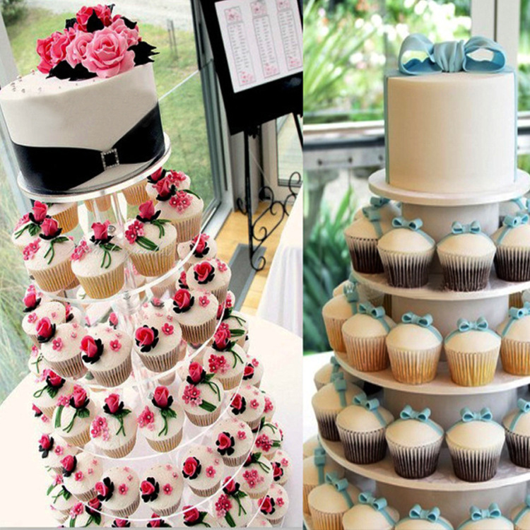 深圳压克力厂家供应高透明七层蛋糕展示架 蛋糕店橱窗展示道具