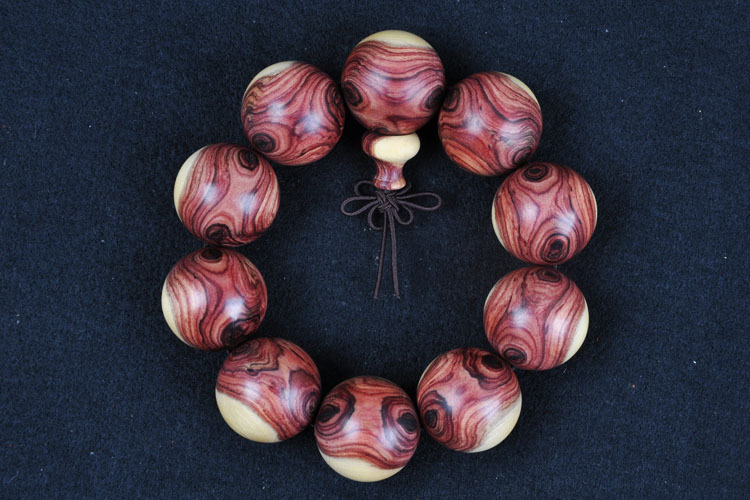 紫檀柳 25mm鬼脸佛珠手串 颗颗对眼 似黄花梨 难得品相 极品收藏