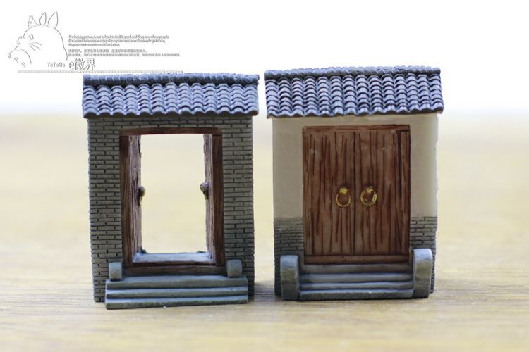中国居民门 古代建筑门摆件 微景观树脂工艺品桌面摆件