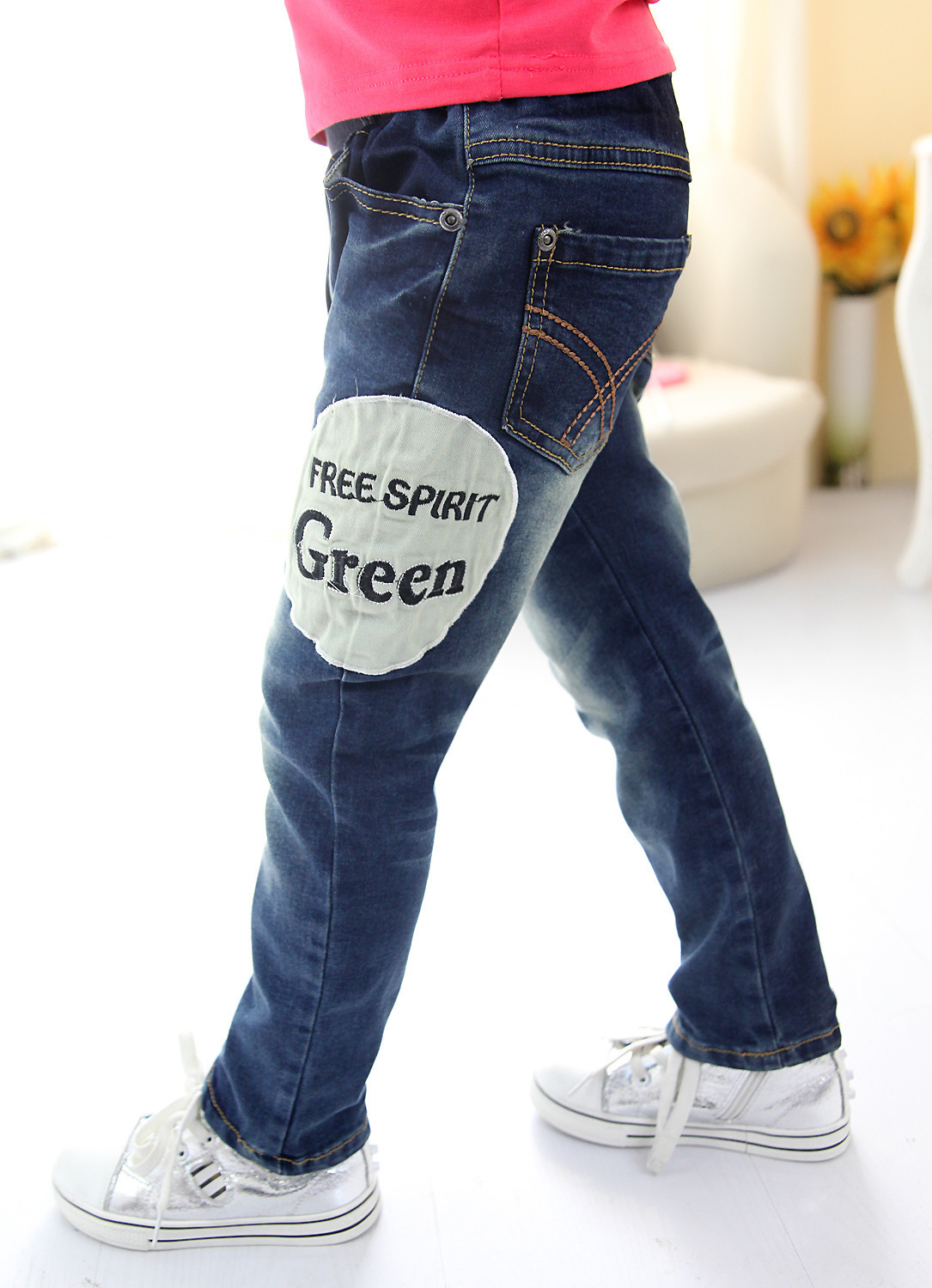 2015新款春款童装 男童字母印花牛仔裤 儿童韩版牛仔童裤一