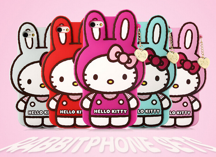 兔子kt凯蒂猫 iphone5s外壳卡通苹果4硅胶手机套保护套hellokitty