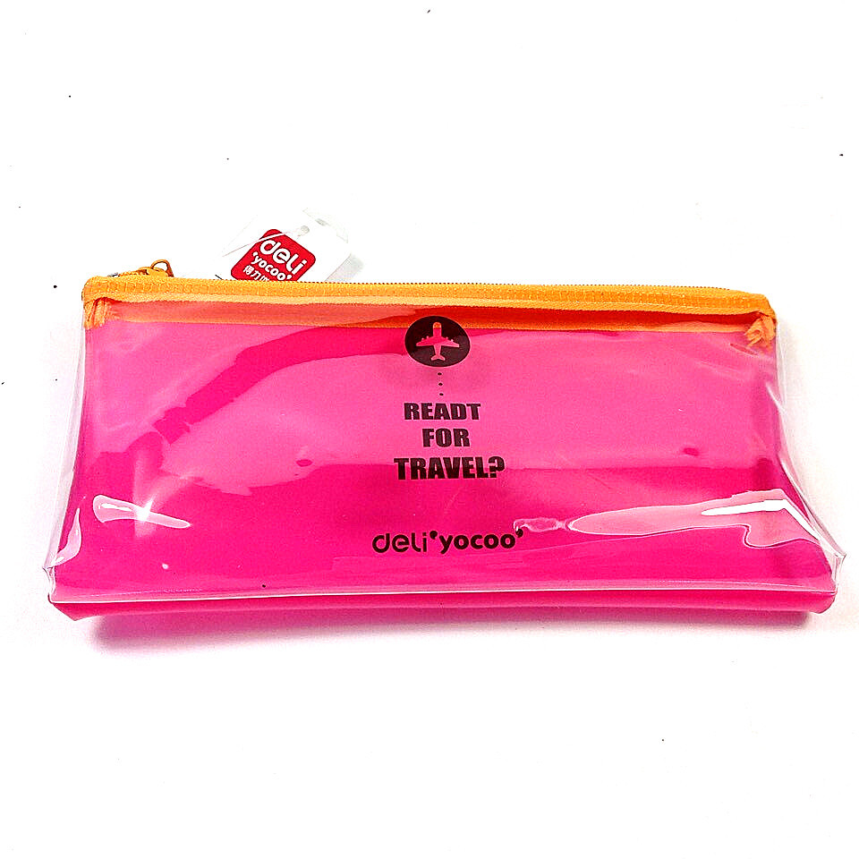 正品得力3094 学生透明笔袋 时尚新品 办公票据收纳袋