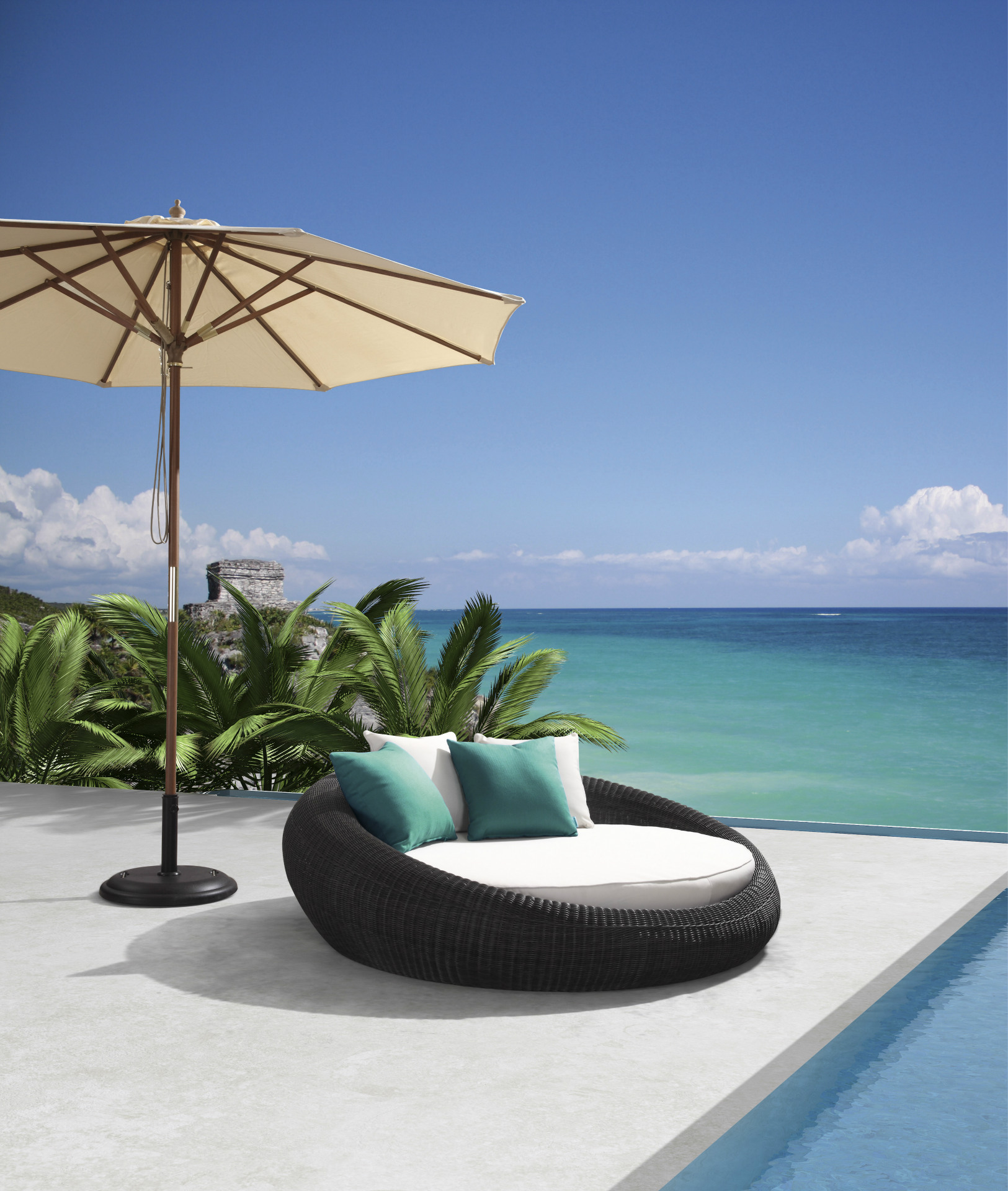 藤艺休闲户外家具现代简约休闲风编藤躺床躺椅