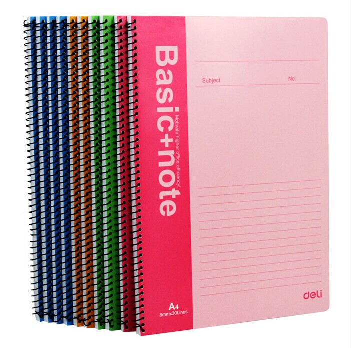 得力deli 7688笔记本 a4螺旋装订本 60页记事本 线圈本 办公本子