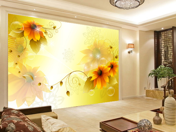 大型壁画 电视背景墙纸壁纸影视墙现代简约客厅壁纸 向日葵