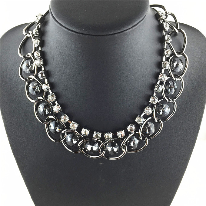 欧美高档 大牌复古项骨链链锁 水晶宝石 女装饰短款 项链配饰