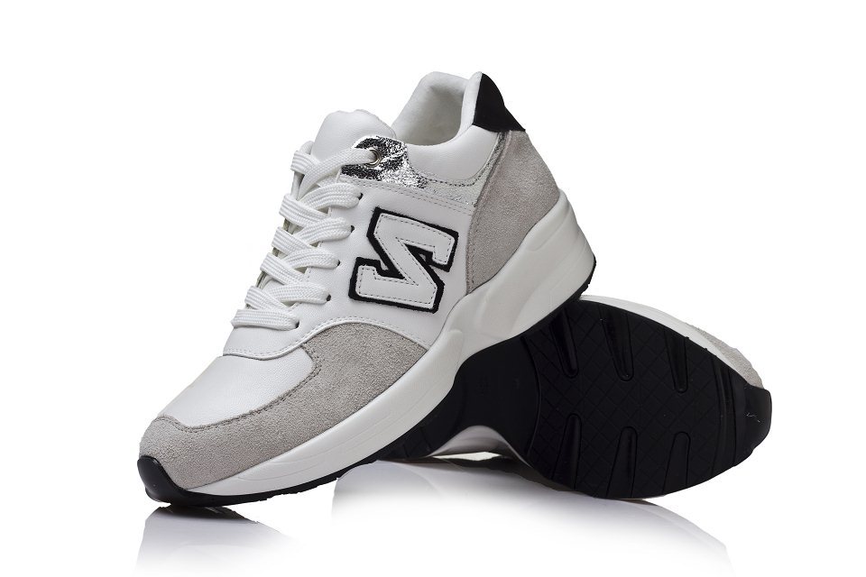 潮爆款z字牛皮色拼接尖头系带真皮休闲运动鞋图片_23