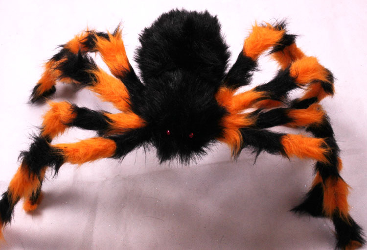 30/50/75/90cm万圣节蜘蛛 毛绒蜘蛛 酒吧ktv装饰道具 蜘蛛网