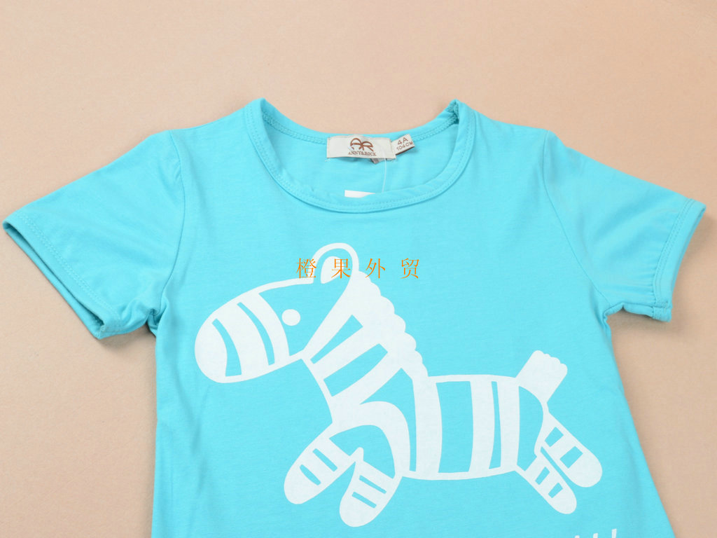 2014新款 外贸韩版童装 男女童 中小童全棉小马奔腾短袖t恤批发图片