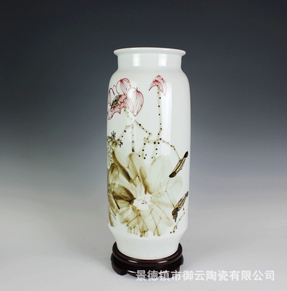 景德镇陶瓷名人名作瓷瓶 曹军手绘工笔画花瓶 家居摆件瓷器收藏品