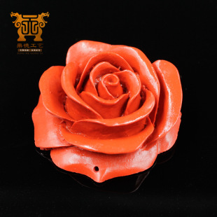 天然台湾朱砂雕刻玫瑰花 毛衣链配件 diy饰品
