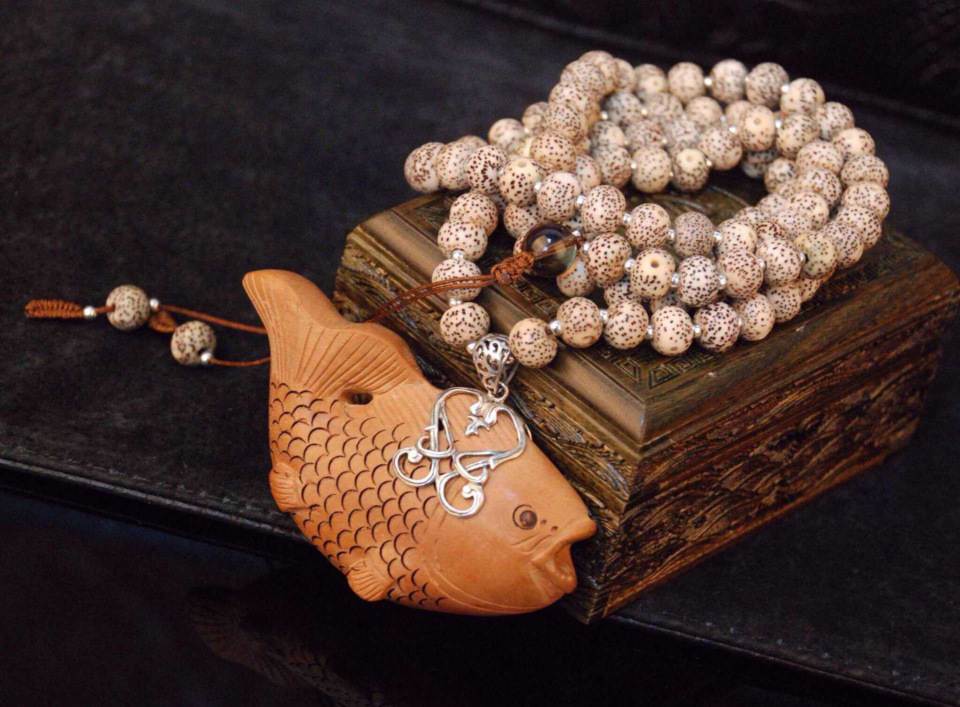 天然高蜜度星月菩提 925原木鱼吊坠男女款项链 招代理一件代发