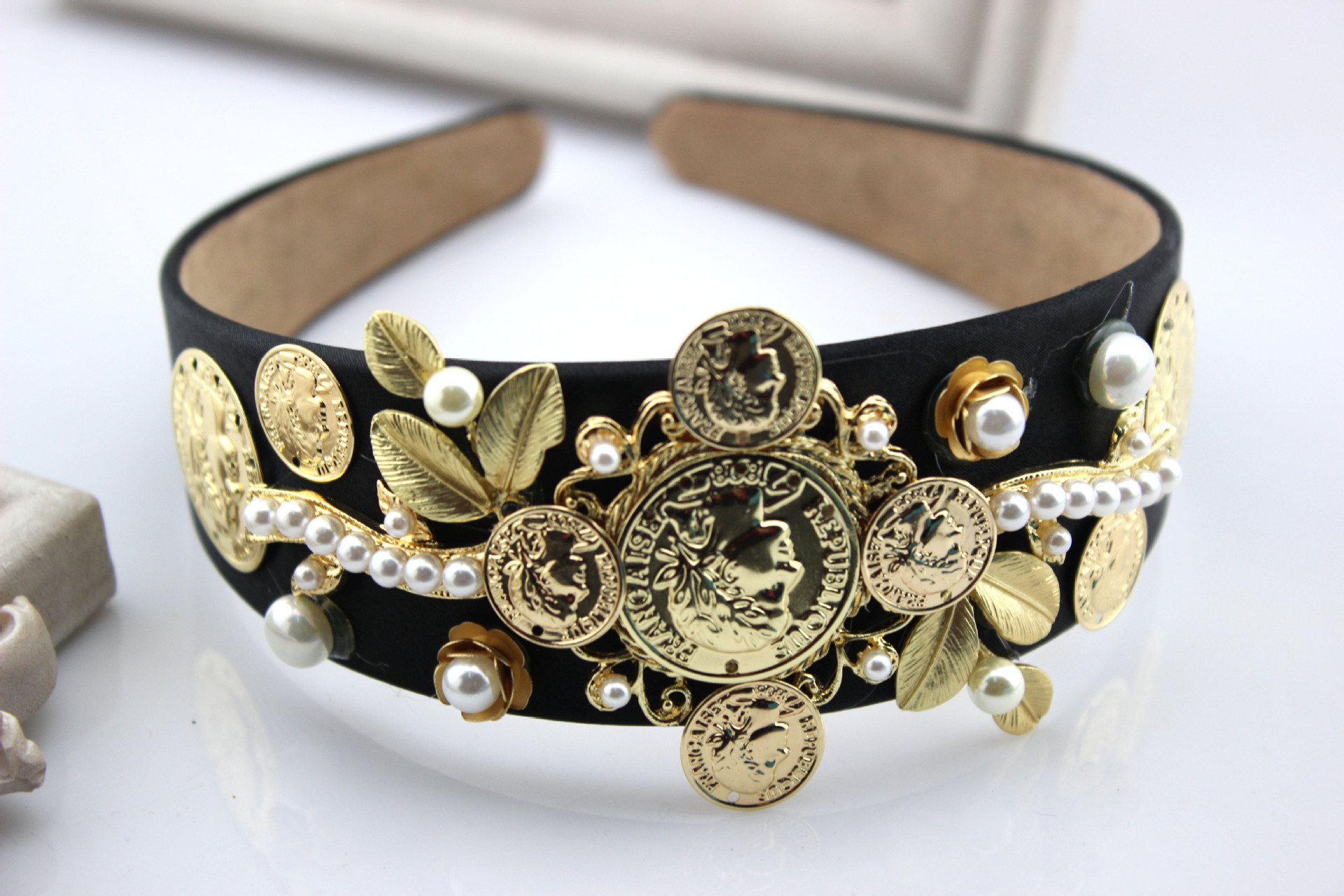 纯手工宫廷风复古雕花珍珠头像镂空花朵巴洛克发夹发箍边夹发饰