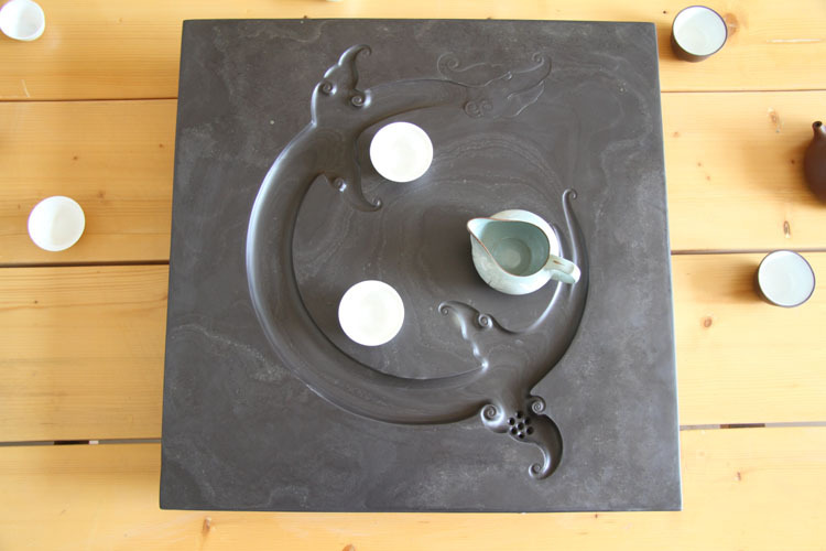 崔氏砚雕 批发纯天然手工 易水砚石茶盘0982#龙韵