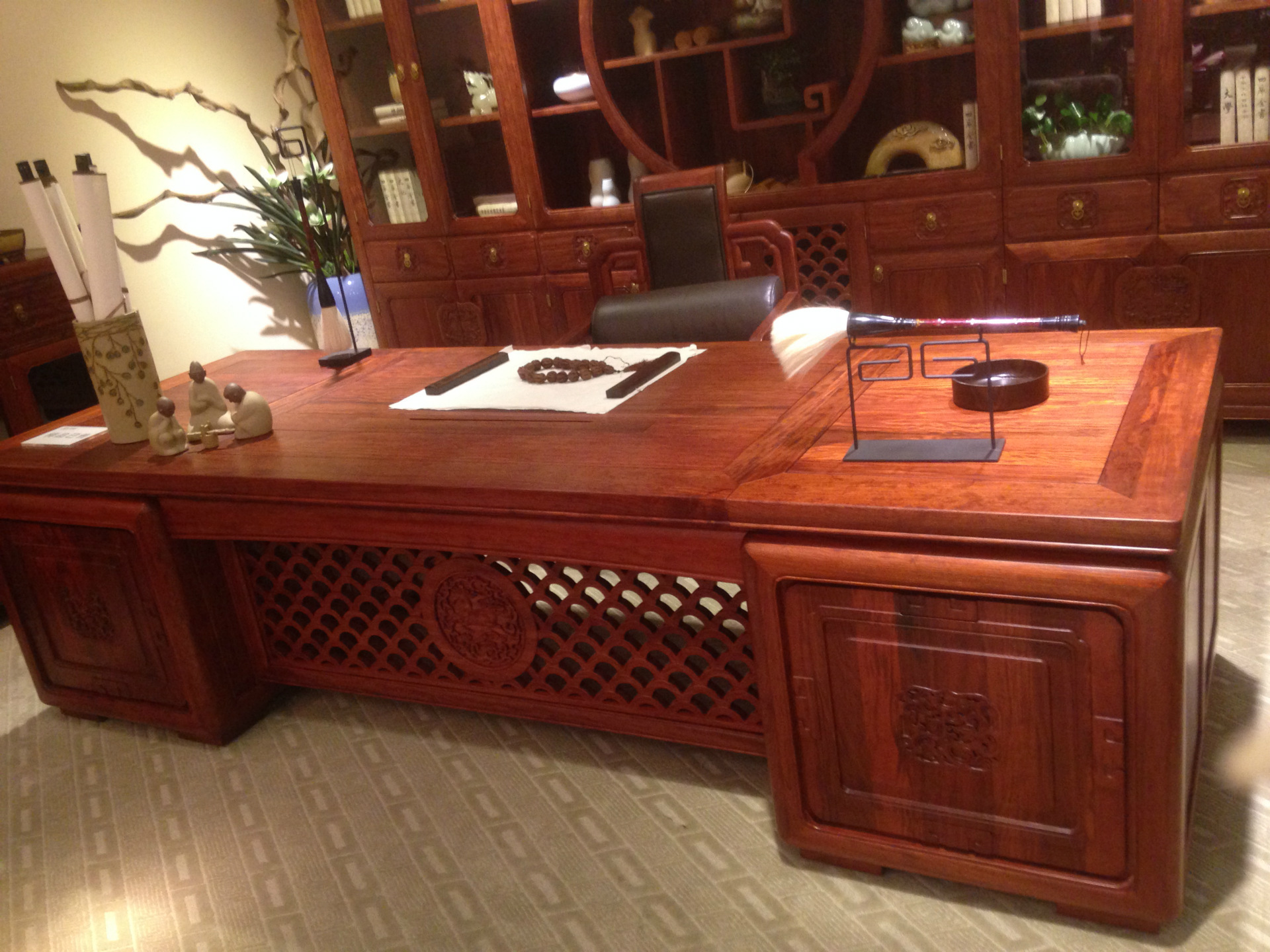 森意欧纯实木大班桌,红木大班台,中式班台