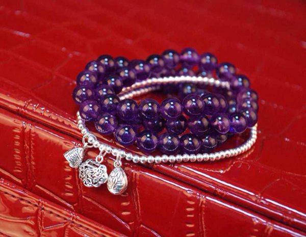 925银 天然 淡水珍珠 紫水晶 白水晶 多款 串珠 女士 厂家直销