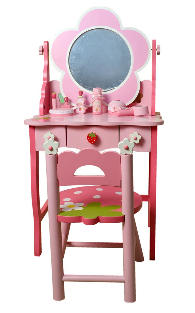 mother garden豪华超大梳妆台 儿童化妆学习两用 公主木制玩具桌