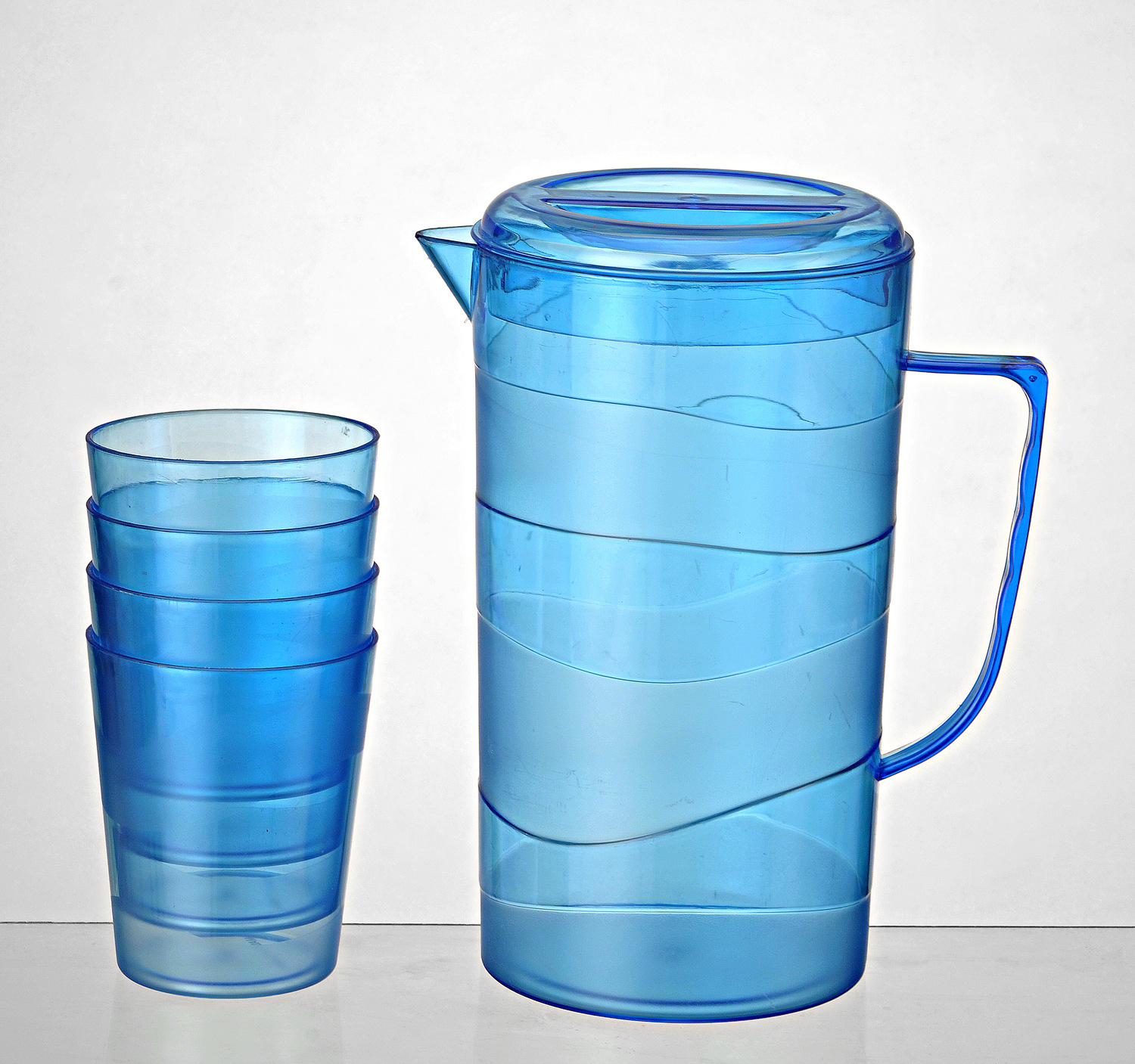 厂家直销 塑料冷水壶 带杯子 磨砂螺旋冷水壶