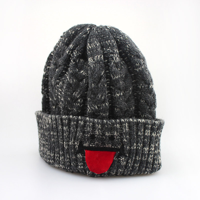 韩国秋冬季新款帽子 男女士针织帽舌头保暖户外潮毛线帽