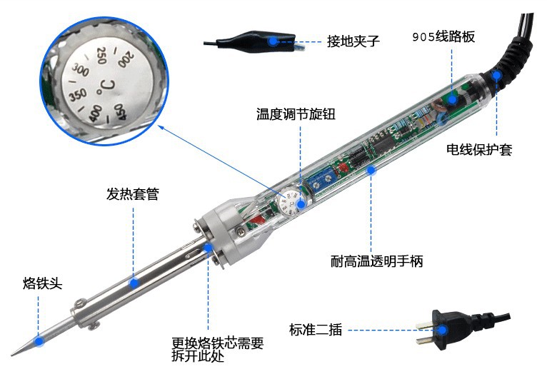 广州黄花牌905c 可调恒温电烙铁 调温电烙铁905c 60w 最新款