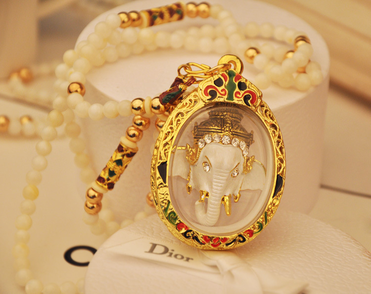 32m40泰国佛牌项链 象神头佛牌 象神佛牌 龙婆本大师 招财送链盒