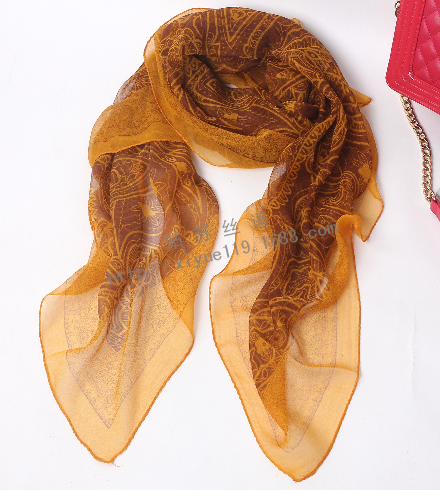 真丝乔其纱印花超大尺寸超宽丝巾纱巾围巾批发 100%桑蚕丝 多色