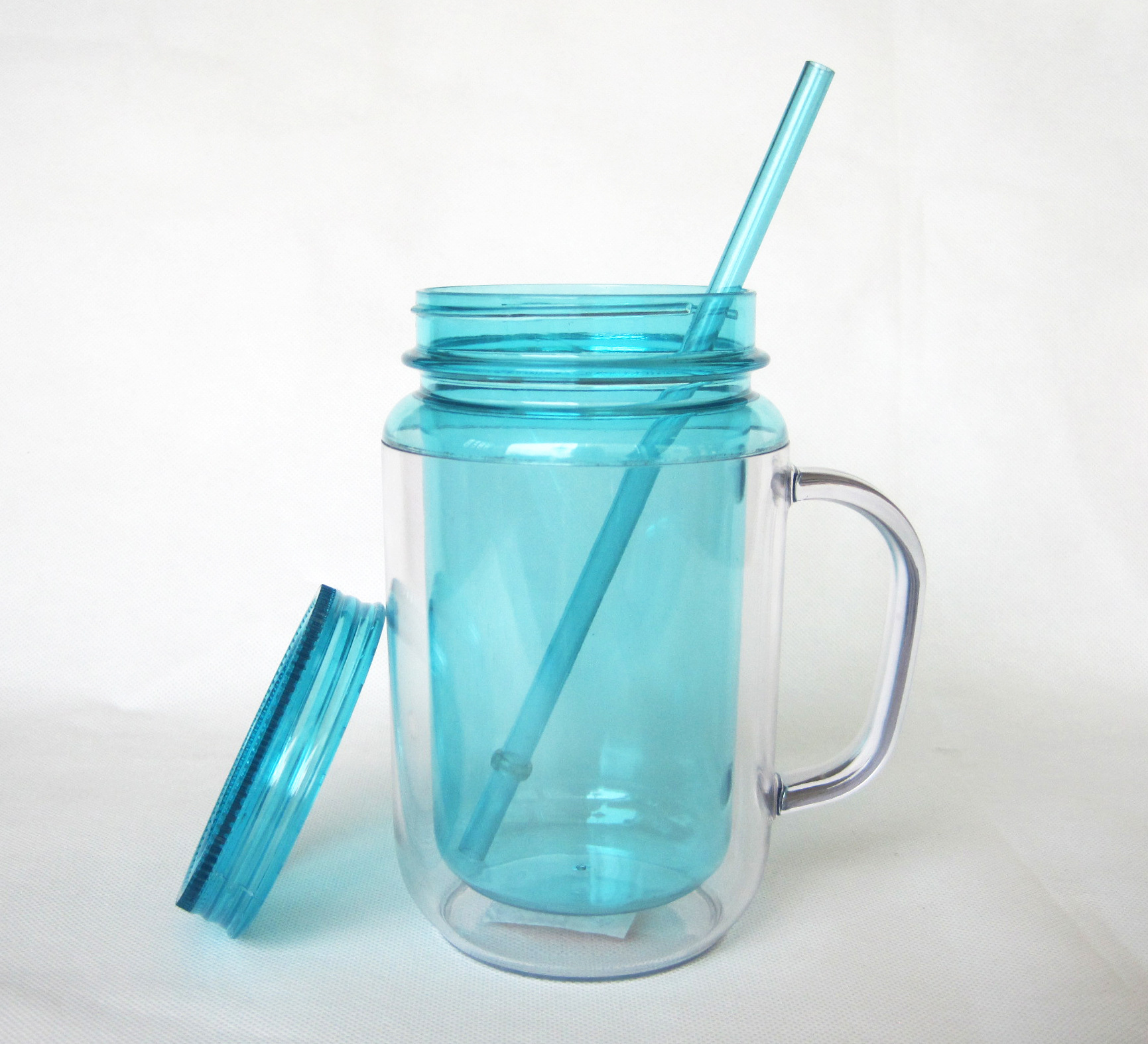 供应划片盖双层水杯 吸管杯 星巴克水杯 创意杯