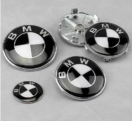bmw宝马黑白色车标1357x1x3x5x6系引擎盖车头车尾标志7件套标
