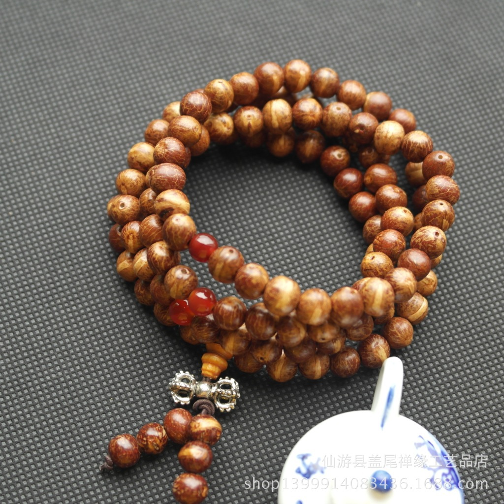厂家直销精品小木鱼菩提加绿松石红玛瑙108颗佛珠手链