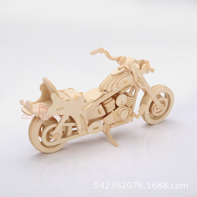 摩托车diy木制仿真模型3d立体拼图益智玩具儿童玩具哈雷i号 批发