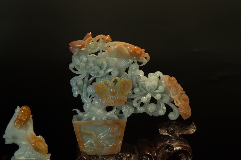 缅甸玉天然翡翠a货 老料黄皮花鸟翡翠摆件 春秋大业 可出证书