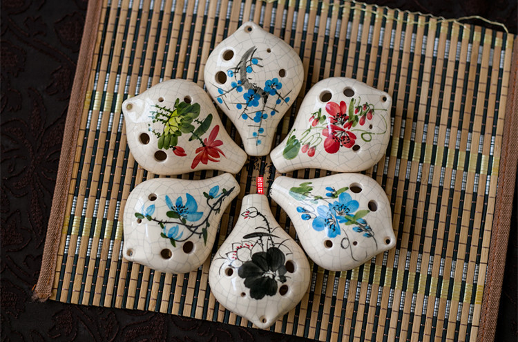 6孔手绘陶笛批发 音准音色好 教学批发定做