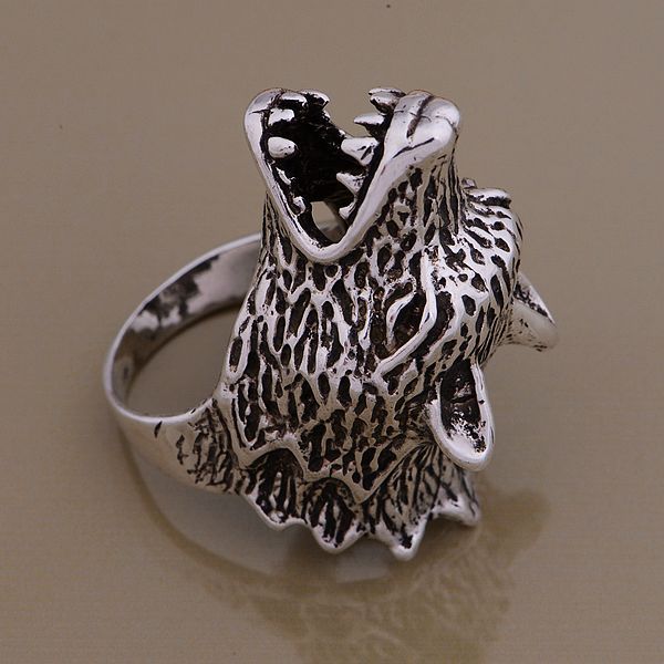 925纯银 韩版镀银戒指 狗头戒指 贤美外贸首饰批发