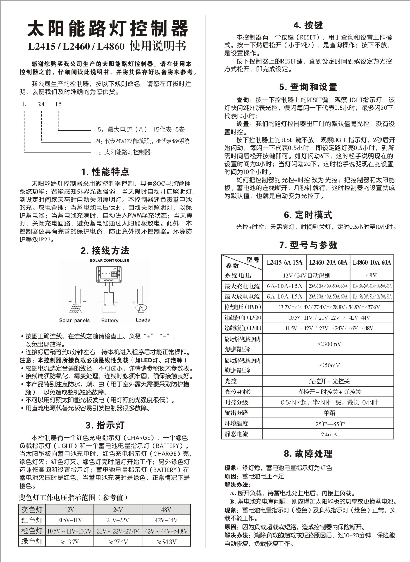 廠家批量供應太陽能路燈led控制器太陽能智能控制器ws-l2415 15a