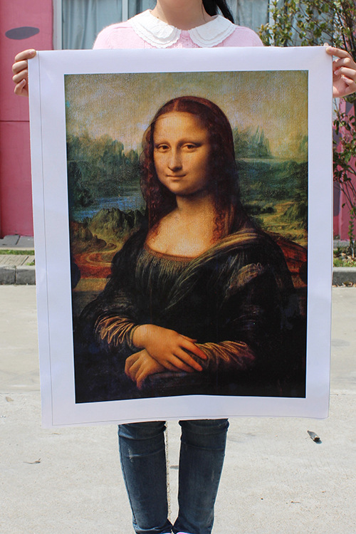 馆藏世界名画蒙娜丽莎高清复制 古典仿真油画纯棉画心供应